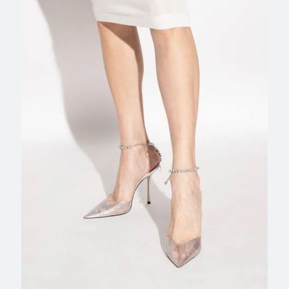 Jimmy Choo Saeda 100 glitter plexi &‎ leather pump size 36.5EU - Picture 2 of 13